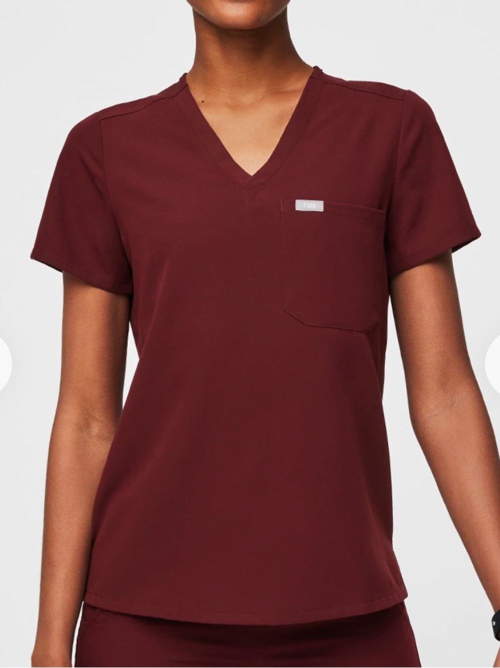 Women’s V-Neck Medical Scrub Top - Burgundy